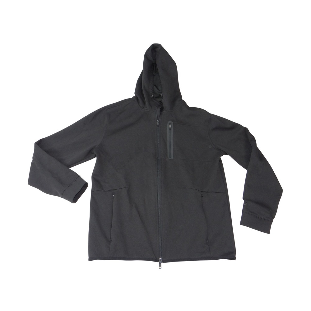 Mens Black Full Zip Hooded Jacket Technical Activewear Medium 3842